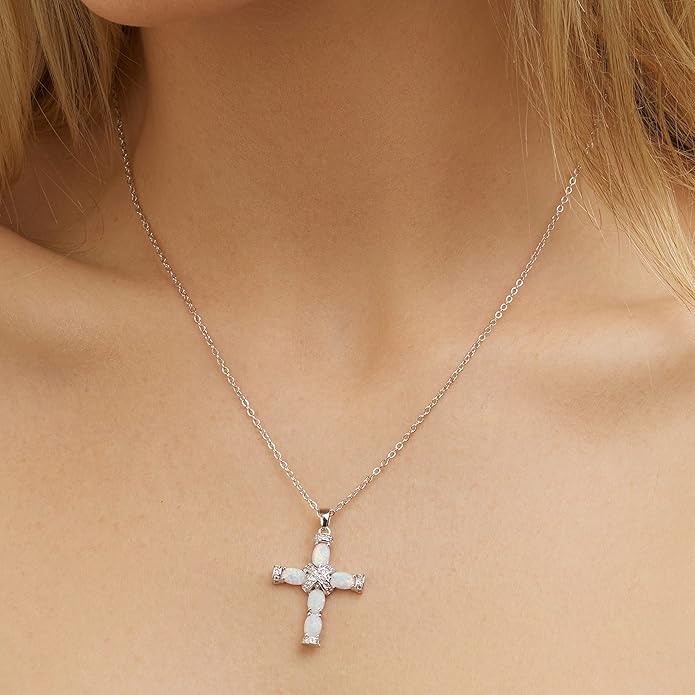 Opal Cross Necklace
